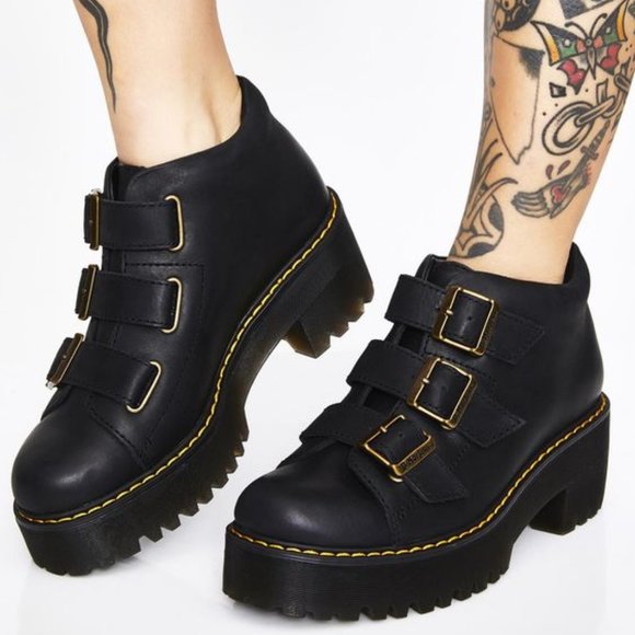 Dr. Martens Shoes - NWT Dr Martens Buckle Platform Leather Heeled Boot